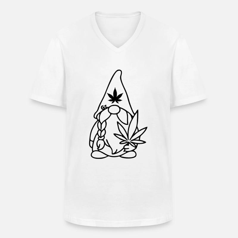 Wikingerzwerg Wikingerwichtel mit Hanfblatt - Männer-T-Shirt mit V-Ausschnitt - Weiß