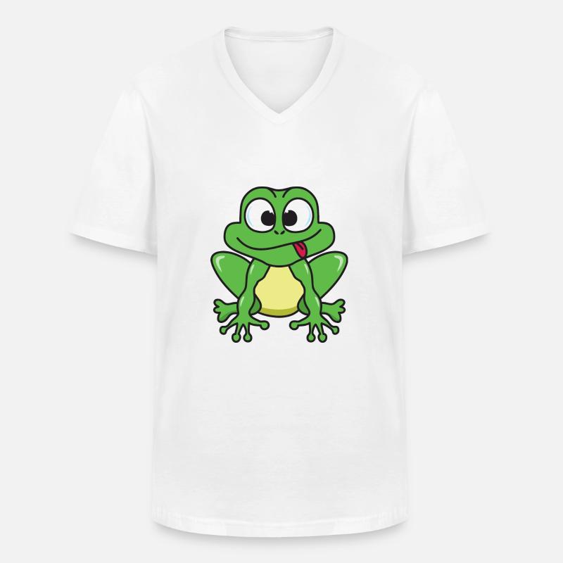 Frosch - Männer-T-Shirt mit V-Ausschnitt - Weiß