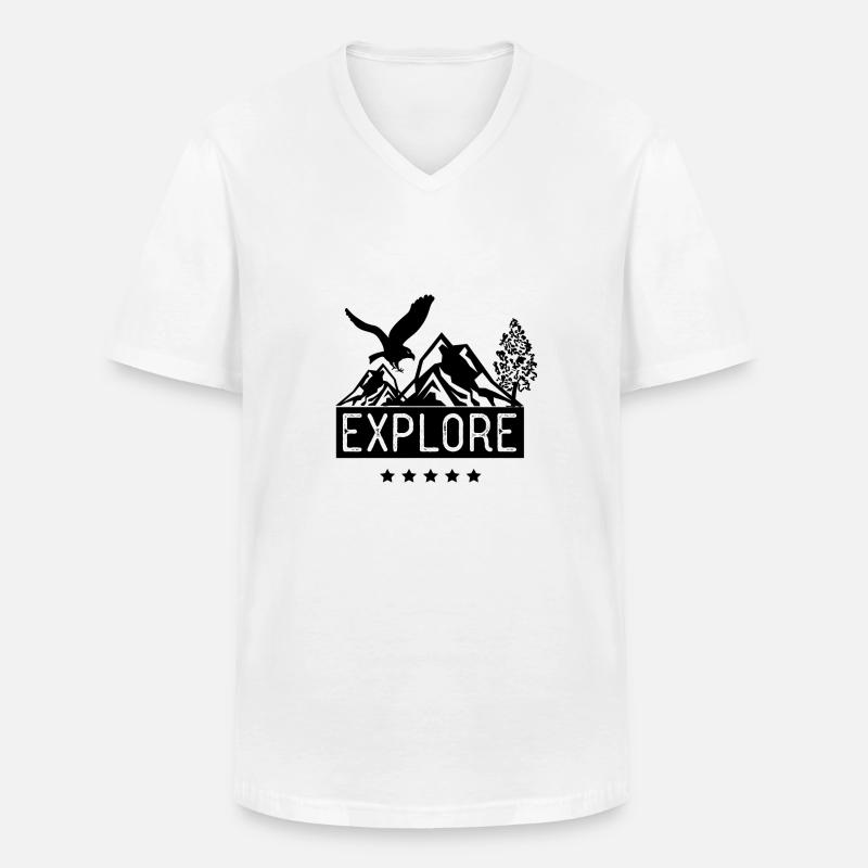 Explore - Männer-T-Shirt mit V-Ausschnitt - Weiß