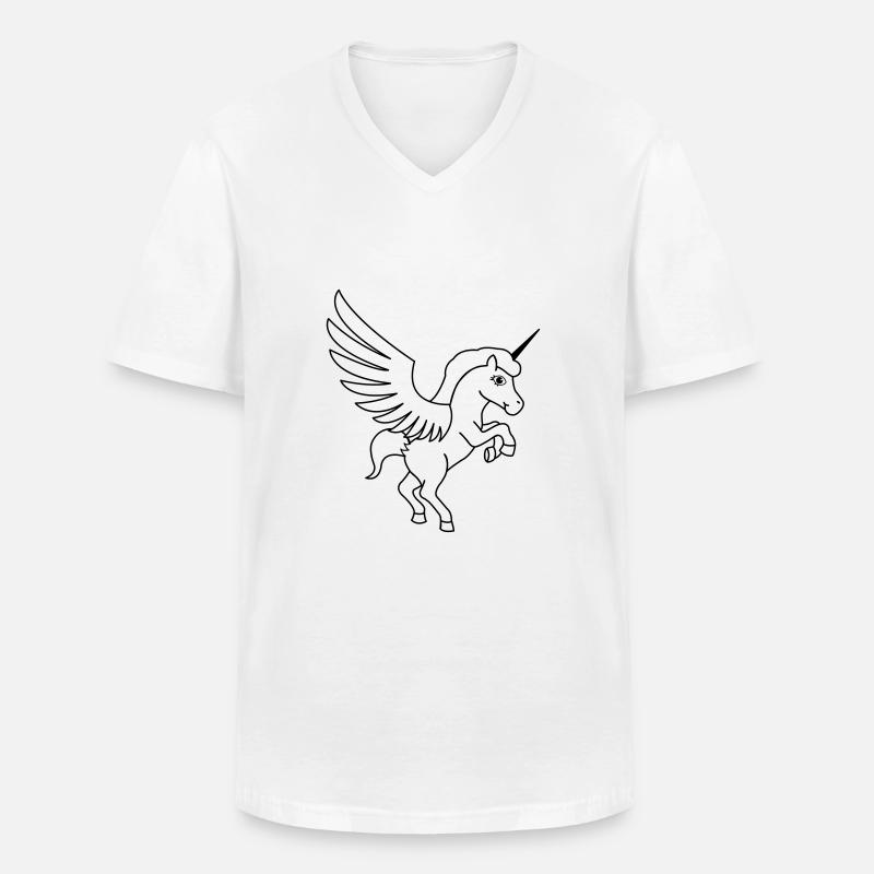 einhorn_maerchen_01 - Männer-T-Shirt mit V-Ausschnitt - Weiß