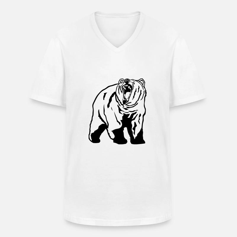 Grizzly - Bear - Bär - Männer-T-Shirt mit V-Ausschnitt - Weiß