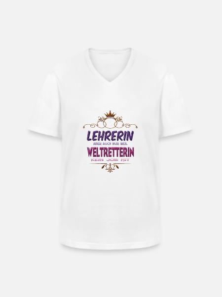 Lehrerin Weltretterin - Männer-T-Shirt mit V-Ausschnitt - Weiß