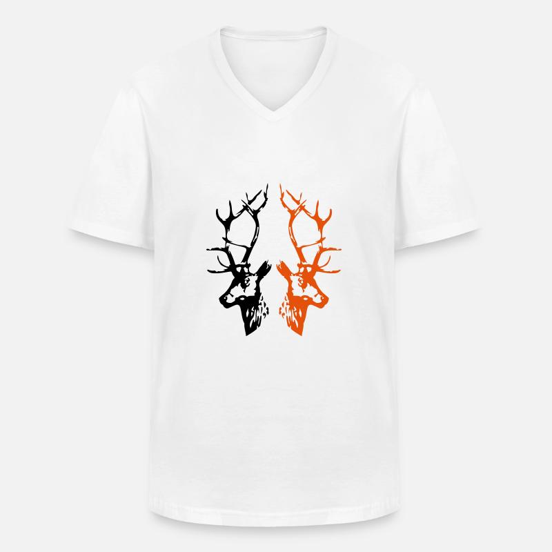 hirsche - Männer-T-Shirt mit V-Ausschnitt - Weiß