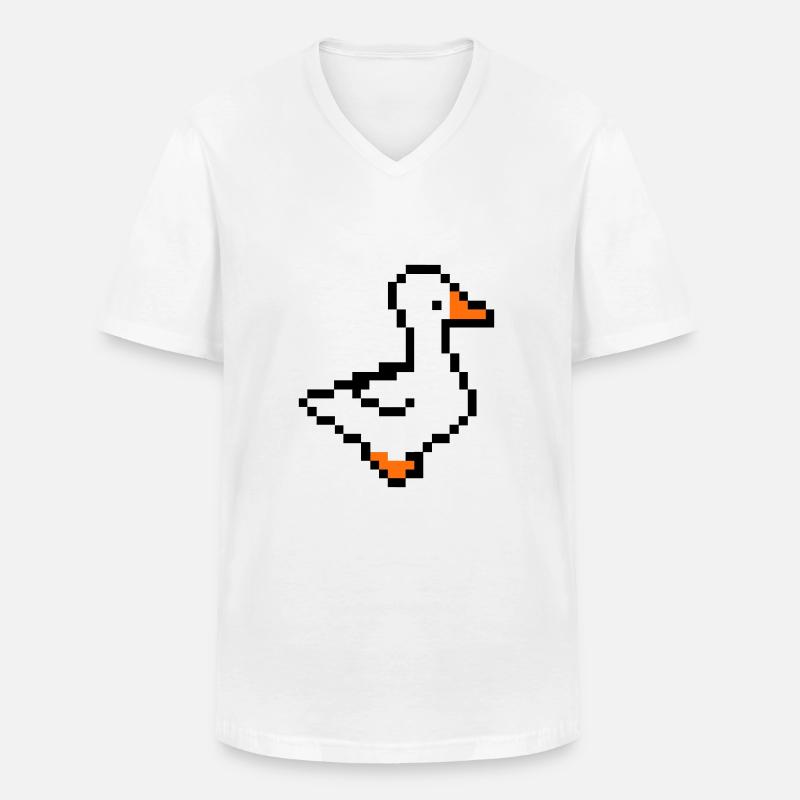 pixel ente - Männer-T-Shirt mit V-Ausschnitt - Weiß