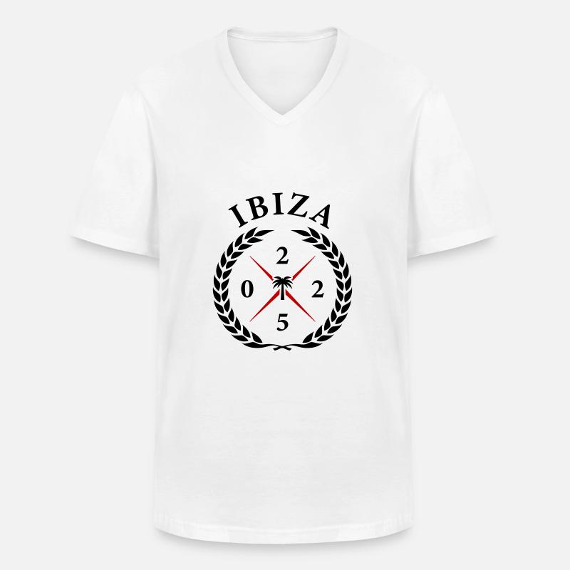 Ibiza 2025 - Männer-T-Shirt mit V-Ausschnitt - Weiß