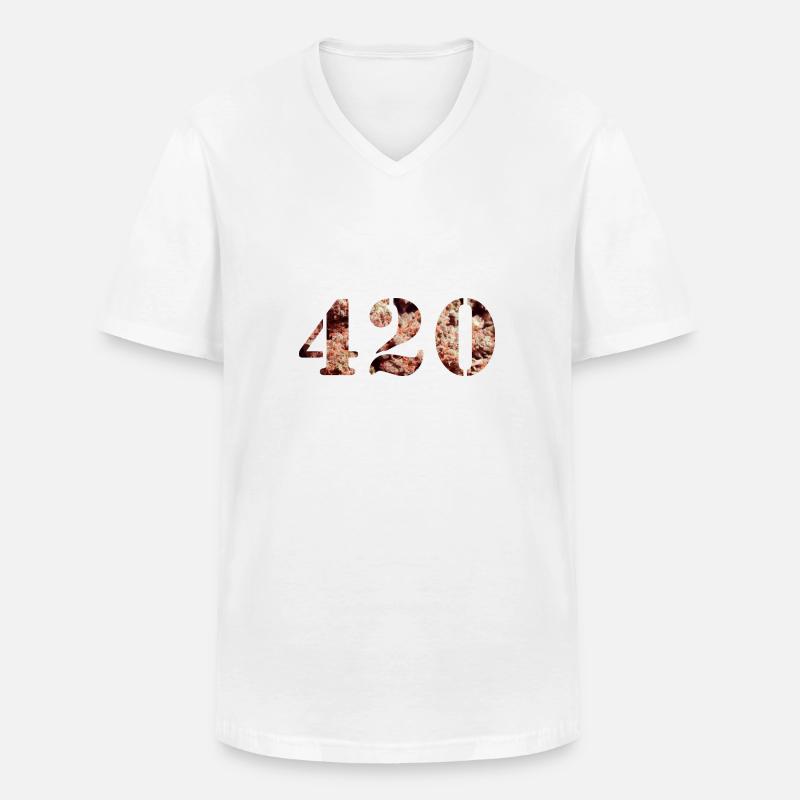 420 Weed - Männer-T-Shirt mit V-Ausschnitt - Weiß