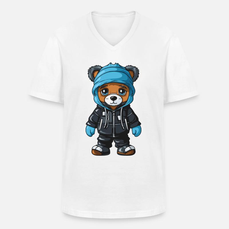 Bär Winter Comic Niedlich - Männer-T-Shirt mit V-Ausschnitt - Weiß