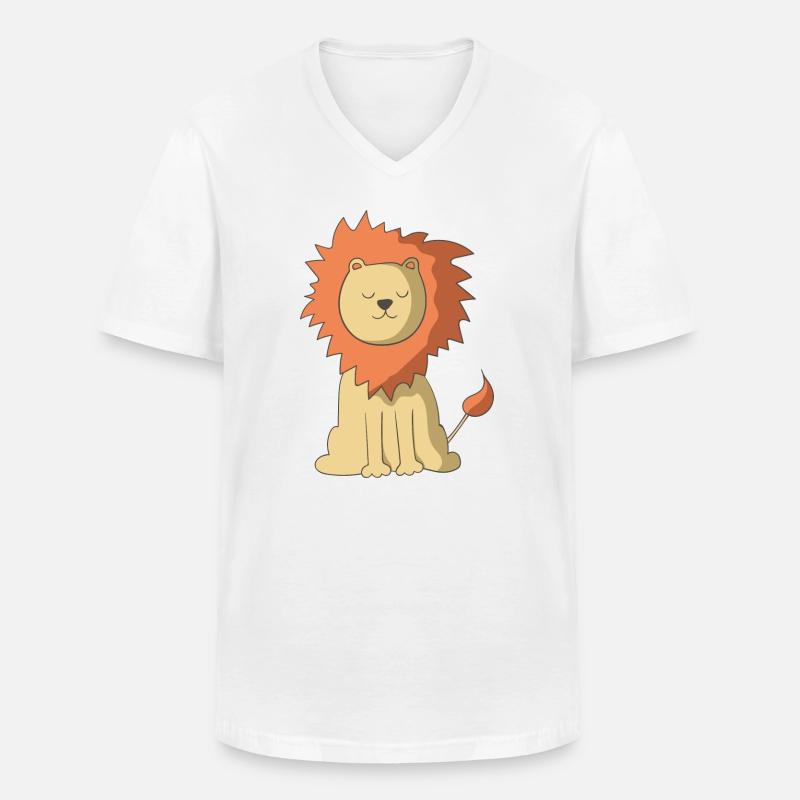 Löwe - Männer-T-Shirt mit V-Ausschnitt - Weiß