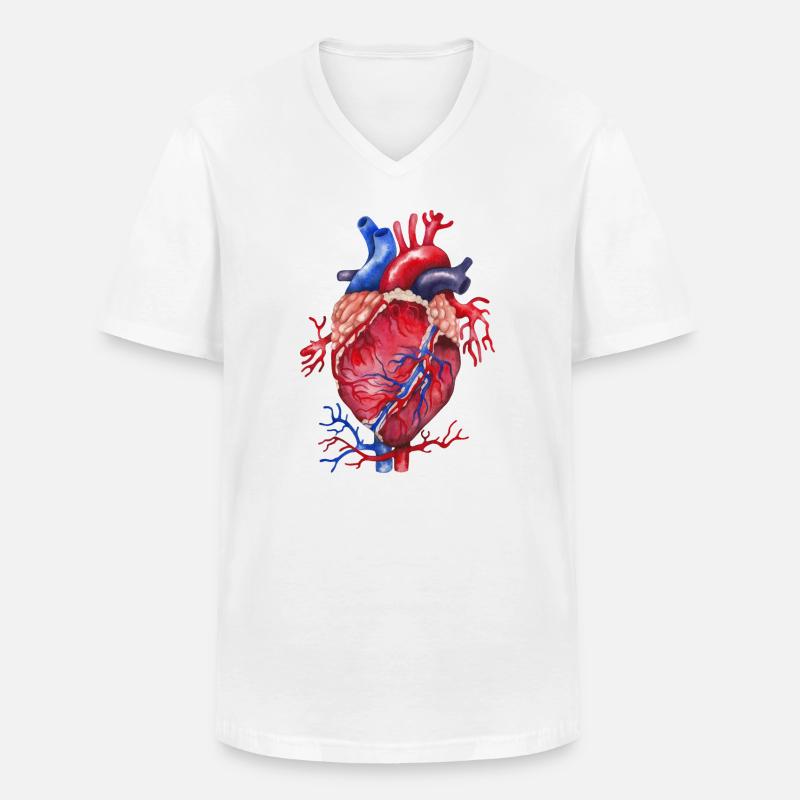 Herz Anatomie - Männer-T-Shirt mit V-Ausschnitt - Weiß
