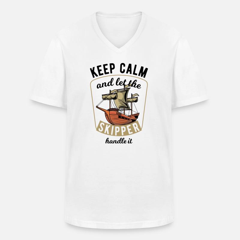 Keep Calm Sailing - Männer-T-Shirt mit V-Ausschnitt - Weiß