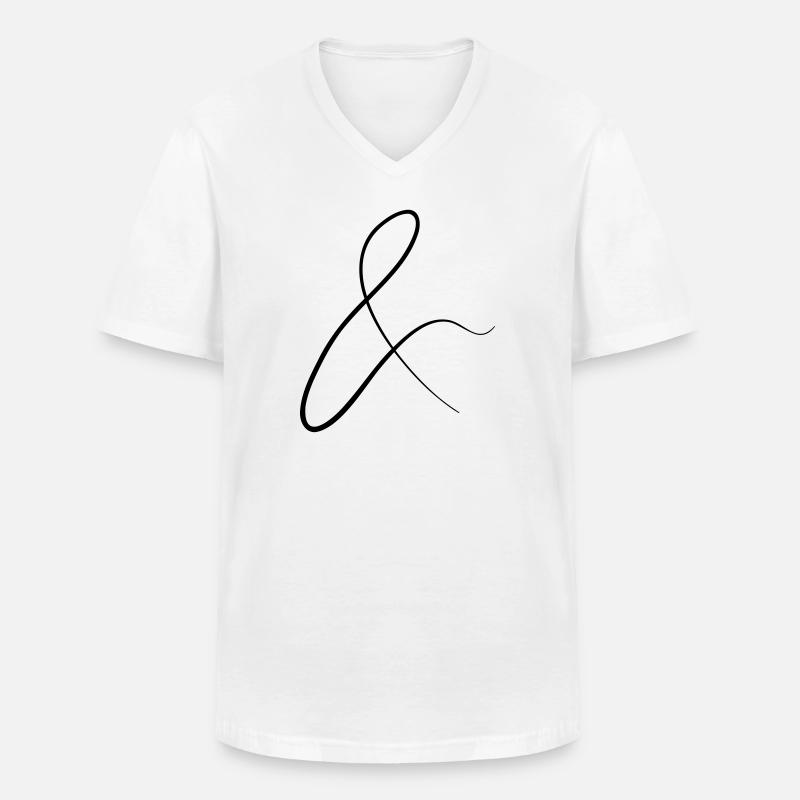 and characters in cursive script - Men's V-Neck T-Shirt - white