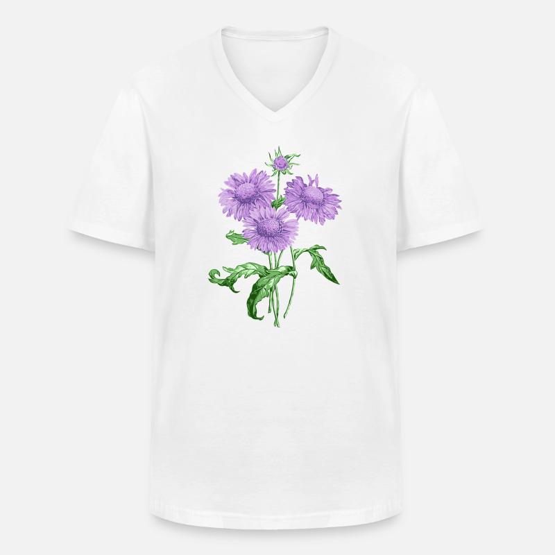 Sommerblume mit violetten Blüten - Männer-T-Shirt mit V-Ausschnitt - Weiß