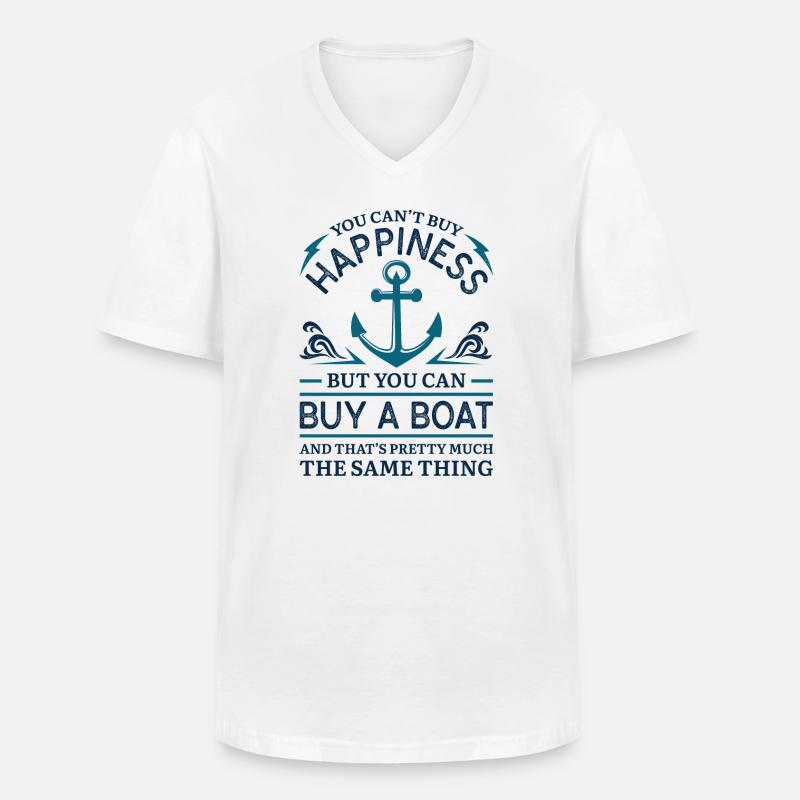Kaufen Sie ein Boot - Männer-T-Shirt mit V-Ausschnitt - Weiß