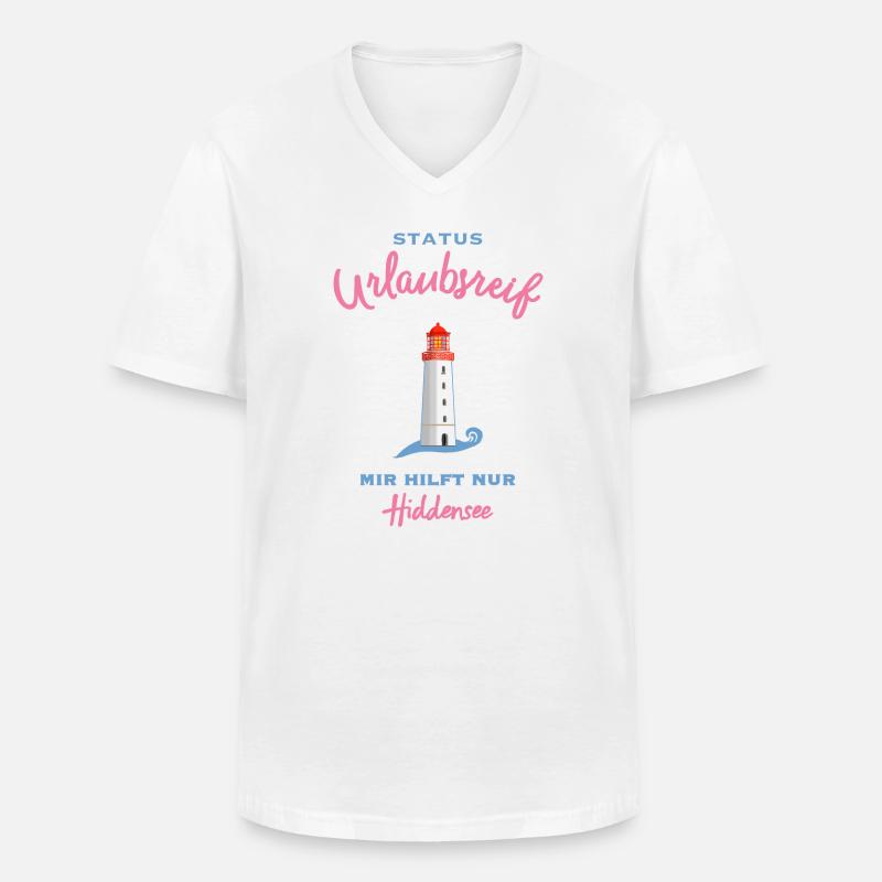 Hiddensee, Leuchtturm Dornbusch, Urlaubsreif - Männer-T-Shirt mit V-Ausschnitt - Weiß