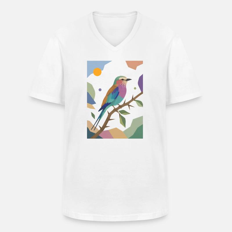 Bunter Vogel Fliederbrustwalze Design  - Männer-T-Shirt mit V-Ausschnitt - Weiß