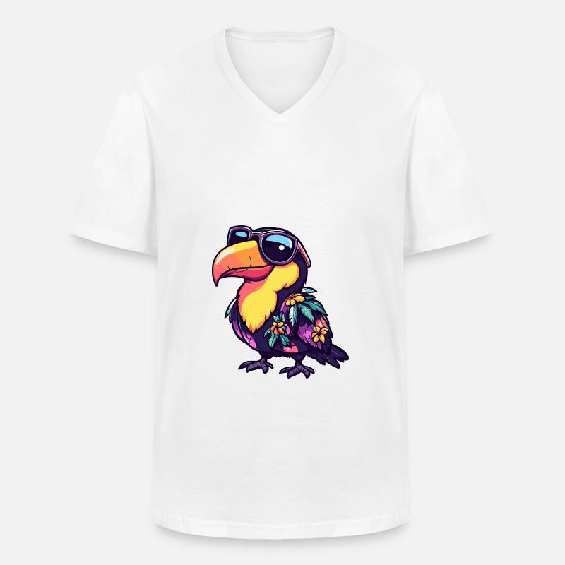 Tukan Vogel Comic Urlaub - Männer-T-Shirt mit V-Ausschnitt - Weiß