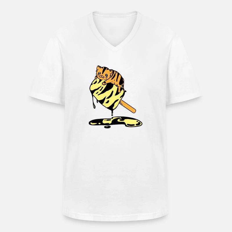Orange Eiscreme Katze Tiger - Männer-T-Shirt mit V-Ausschnitt - Weiß