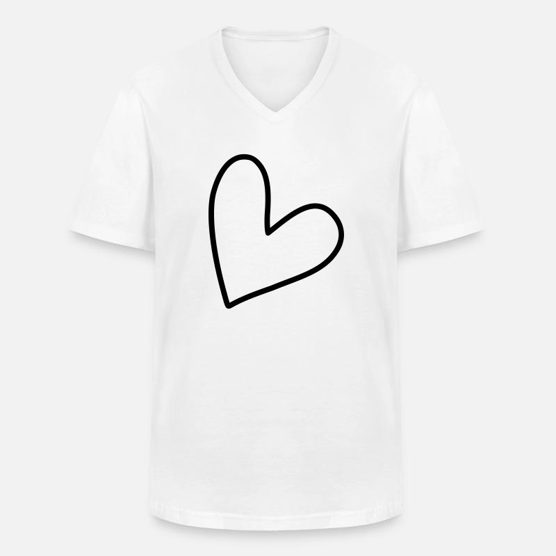 Schlichtes Herz Symbol - Männer-T-Shirt mit V-Ausschnitt - Weiß