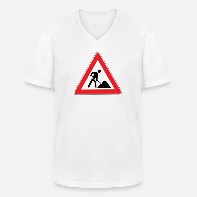 Construction de permis de conduire - T-shirt col V Homme - blanc
