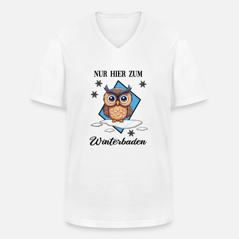 Winterbaden Eisbade-Eule Winterschwimmen Kältebad - Männer-T-Shirt mit V-Ausschnitt - Weiß