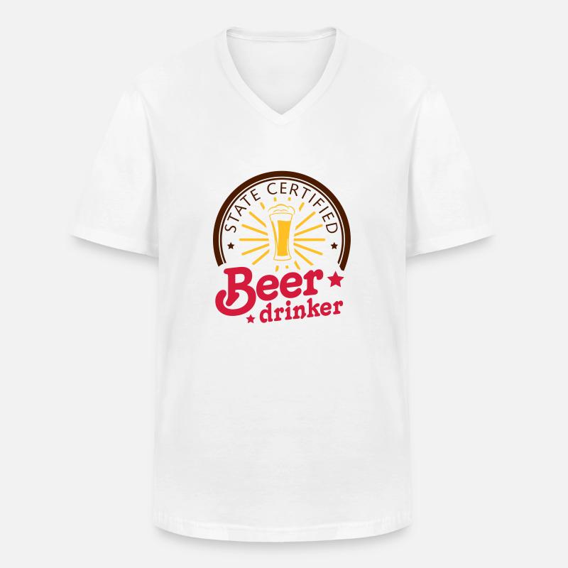 state certified beerdrinker - Männer-T-Shirt mit V-Ausschnitt - Weiß