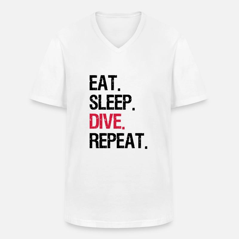 Mangez Sommeil Répéter Plongée - T-shirt col V Homme - blanc