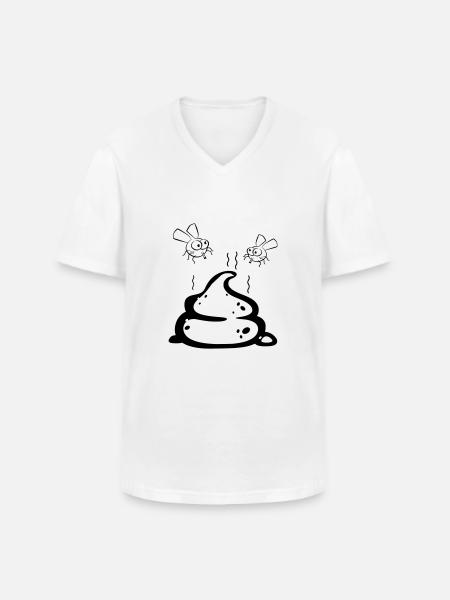 Scheisse mit Fliegenpaar - Männer-T-Shirt mit V-Ausschnitt - Weiß