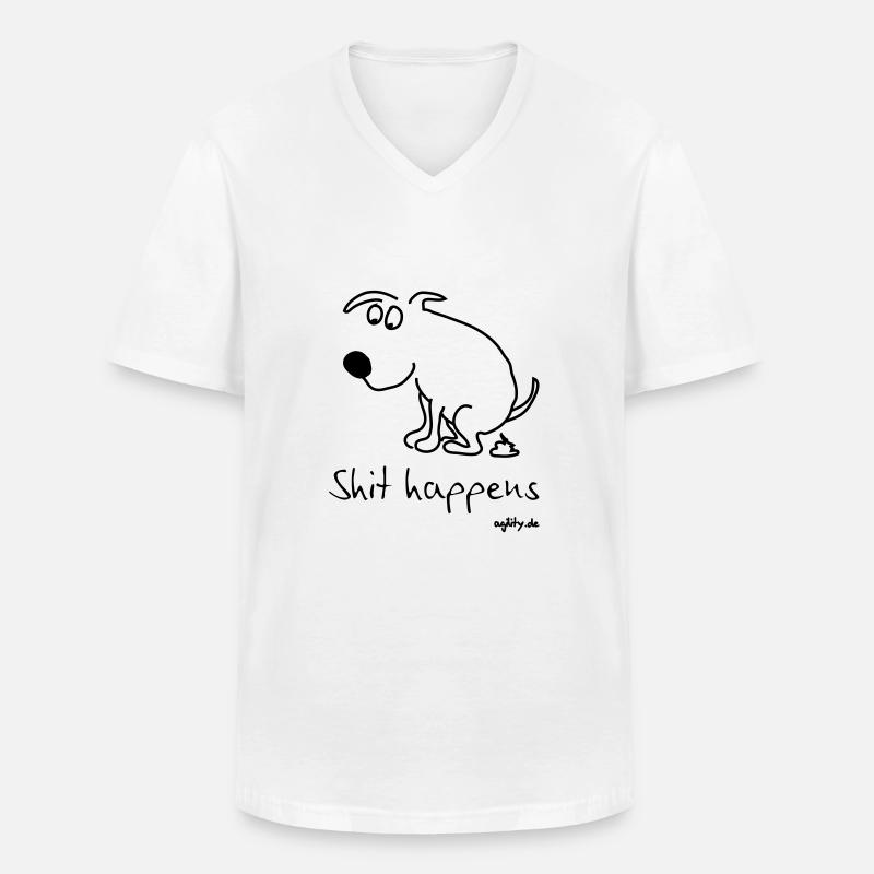 Shit happens - Männer-T-Shirt mit V-Ausschnitt - Weiß