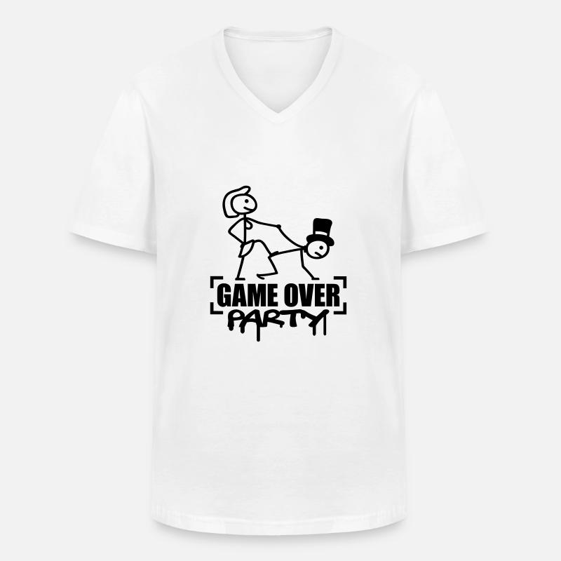 Game Over Party - Männer-T-Shirt mit V-Ausschnitt - Weiß