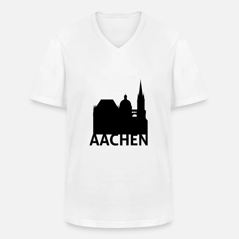 Aachen - Männer-T-Shirt mit V-Ausschnitt - Weiß