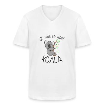 koala citation en mode dort dormir humour - T-shirt col V Homme - blanc - Devant - AI Model Male 185 light (185cm)