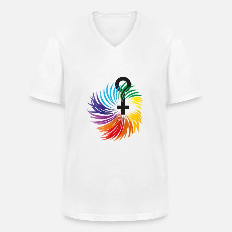 Frauenrechte mit Regenbogenfarben - Männer-T-Shirt mit V-Ausschnitt - Weiß