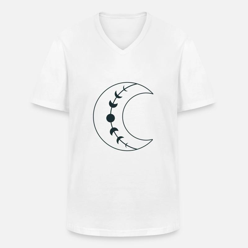 Große einzelne BOHO-Halbmondphasen - Männer-T-Shirt mit V-Ausschnitt - Weiß