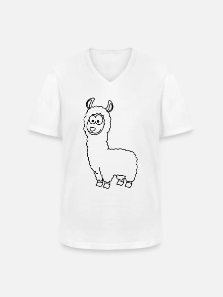 Alpaka Comic Tier - Männer-T-Shirt mit V-Ausschnitt - Weiß