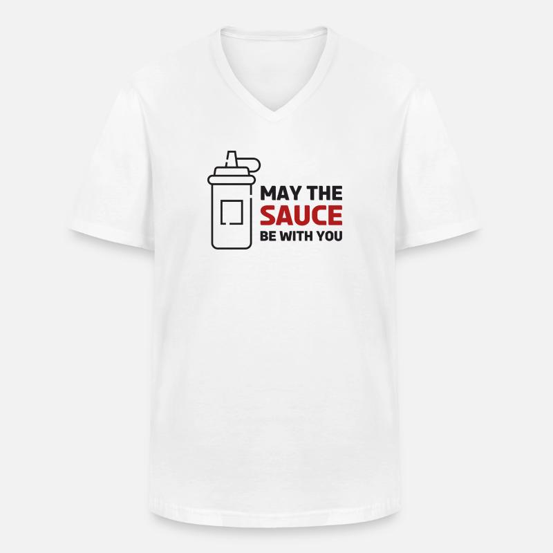 Soße sei mit dir! - Männer-T-Shirt mit V-Ausschnitt - Weiß