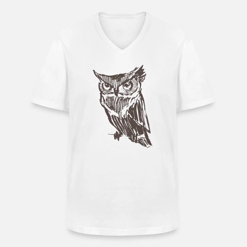 Eule - Männer-T-Shirt mit V-Ausschnitt - Weiß