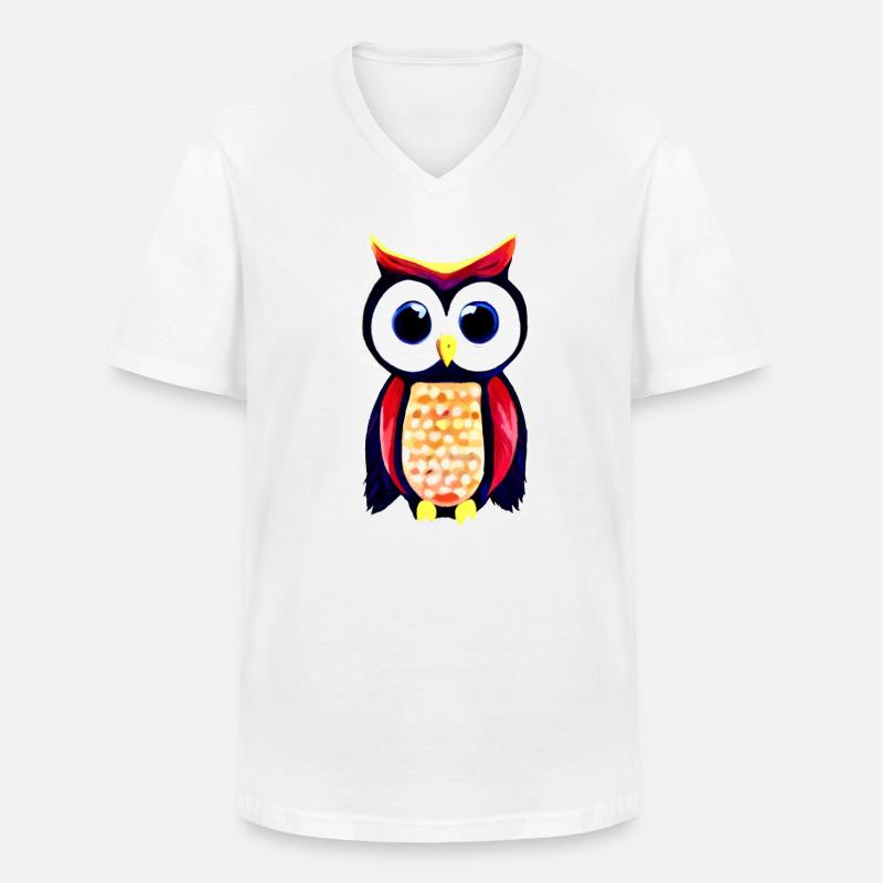 Eule mit großen neugierigen Augen - Männer-T-Shirt mit V-Ausschnitt - Weiß