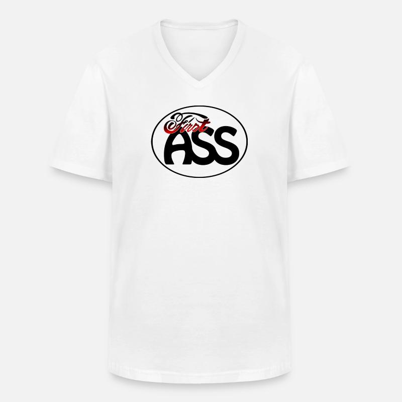 First Ass Logo - Frame - FA01 - Männer-T-Shirt mit V-Ausschnitt - Weiß
