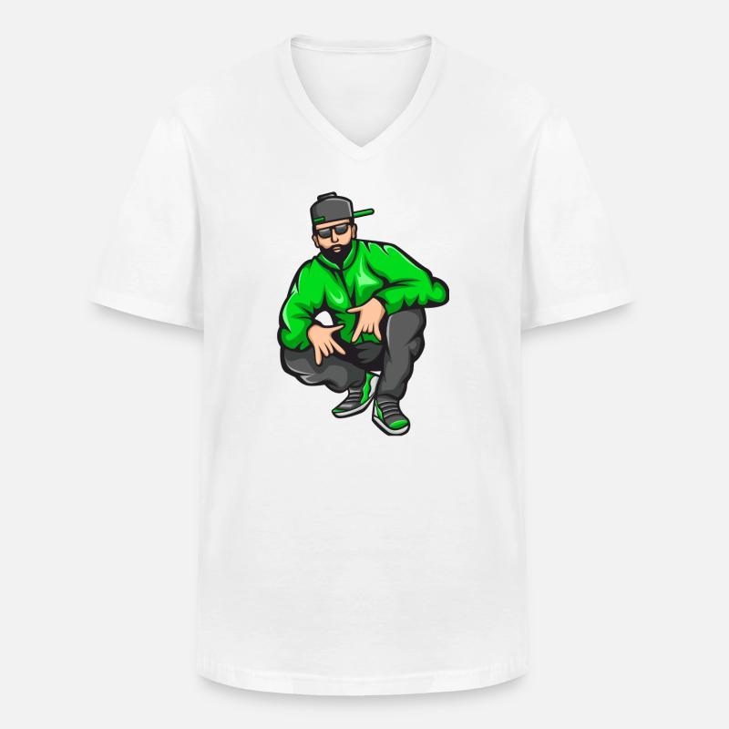 Bad Boy, Rap, Rapper, Rapper, Big Up - Maglietta da uomo classica con scollo a V - bianco