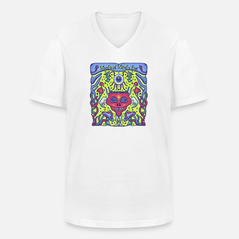 Groovy Psychedelic - Männer-T-Shirt mit V-Ausschnitt - Weiß