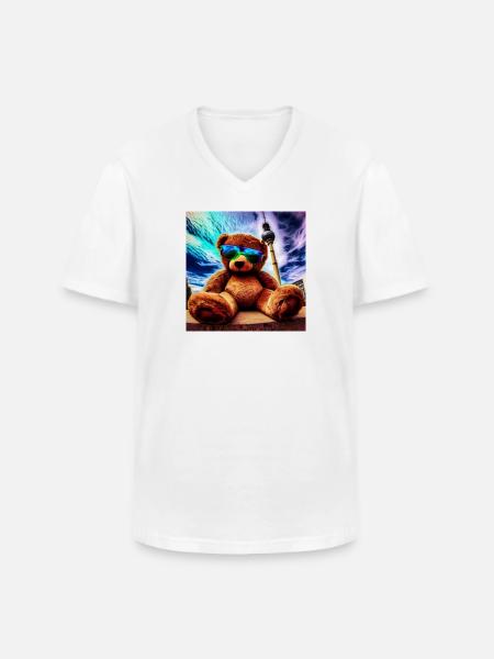 Teddy in Berlin II - Männer-T-Shirt mit V-Ausschnitt - Weiß