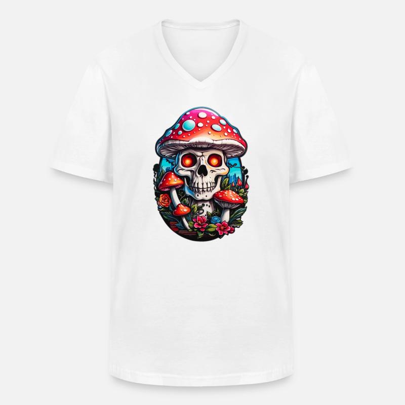Skull Toadstool - Men's V-Neck T-Shirt - white