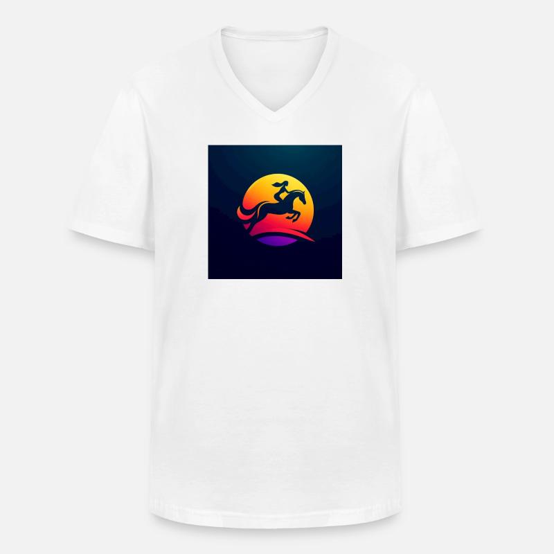 Reiterin auf Pferd 1 - Männer-T-Shirt mit V-Ausschnitt - Weiß