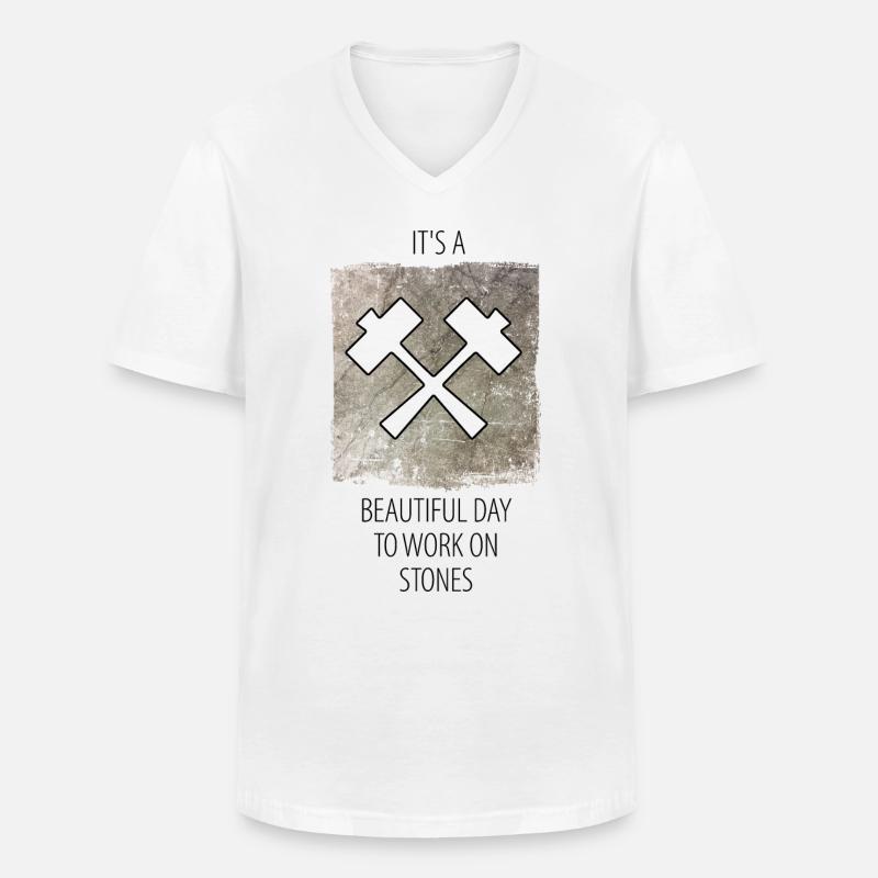 Steinmetz Steinbildhauer Spruch - Männer-T-Shirt mit V-Ausschnitt - Weiß