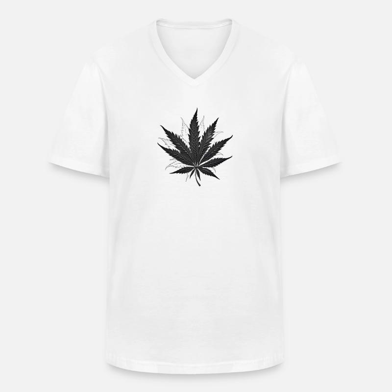 Cannabis Blatt 1 - Männer-T-Shirt mit V-Ausschnitt - Weiß
