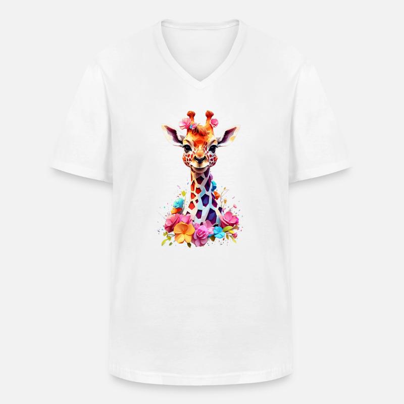 Giraffe V1 24 02 - Männer-T-Shirt mit V-Ausschnitt - Weiß