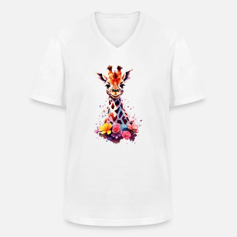 Giraffe V1 24 04 - Männer-T-Shirt mit V-Ausschnitt - Weiß