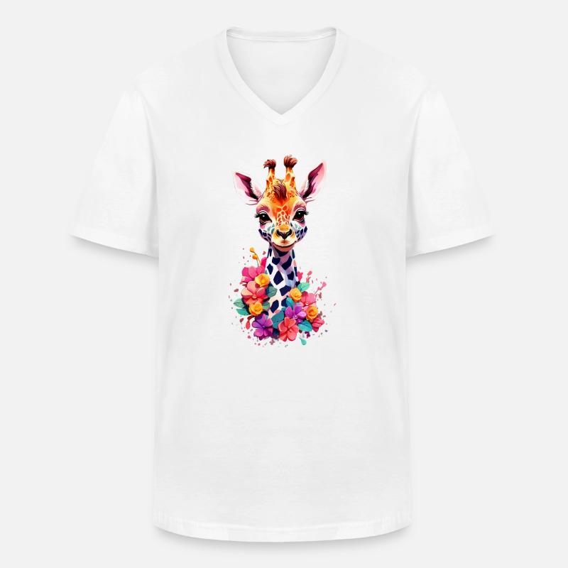 Giraffe V1 24 32 - Männer-T-Shirt mit V-Ausschnitt - Weiß