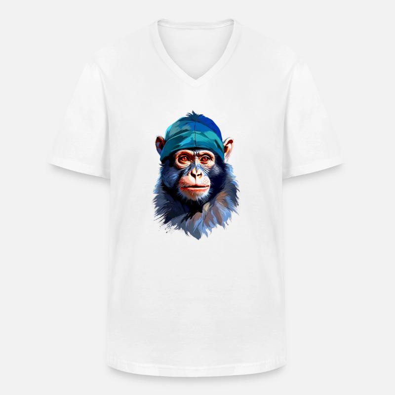 Affe V24 14 - Männer-T-Shirt mit V-Ausschnitt - Weiß