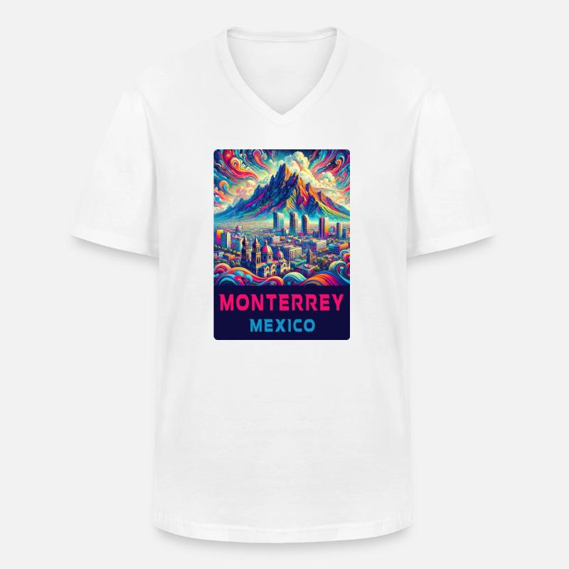 Monterrey Mexiko Design - Männer-T-Shirt mit V-Ausschnitt - Weiß
